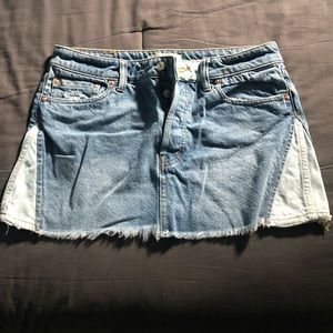 Free people color block denim skirt